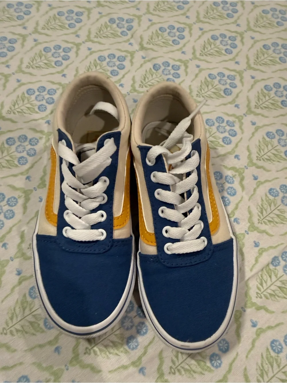 Vans Low-Top Canvas Sneakers in Navy, Cream & Yellow